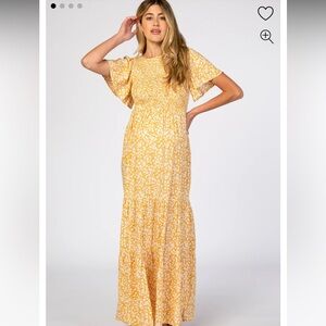 In Loom Smocked Front Pleated Hem Maternity Maci Dress